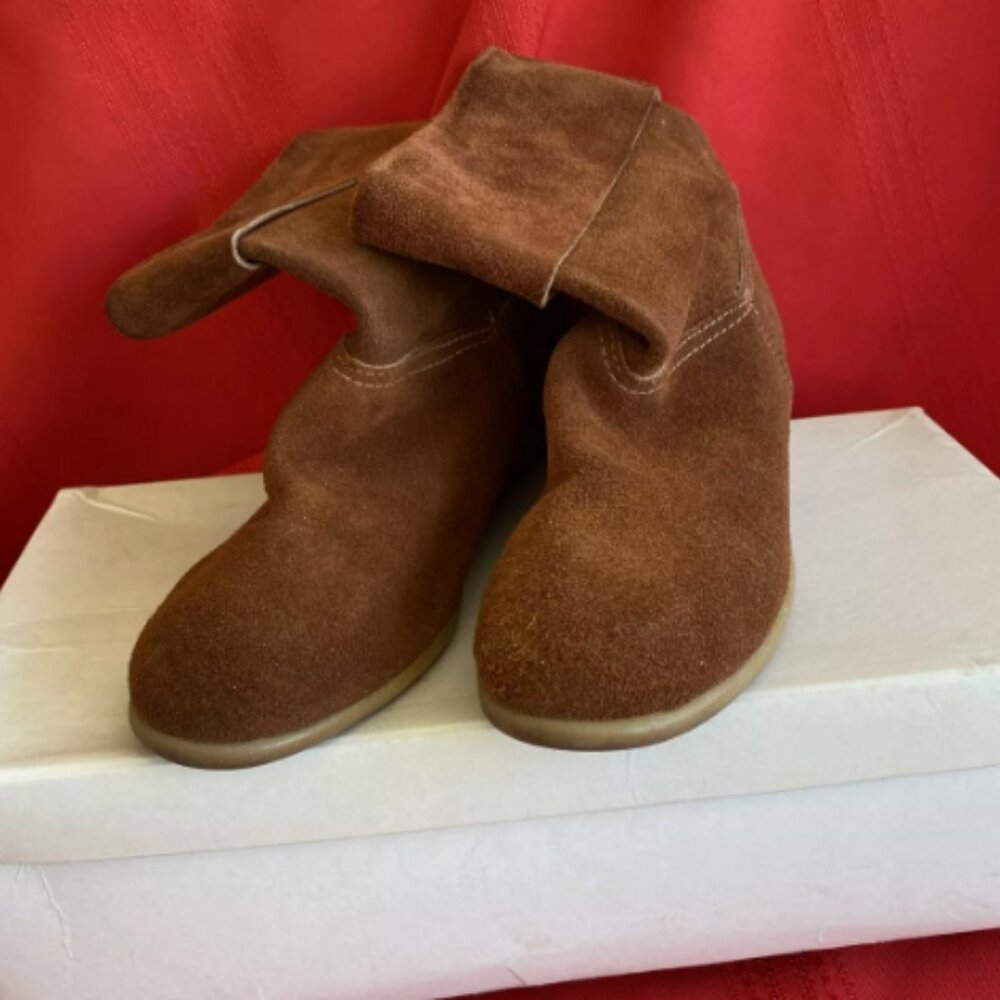 Vintage Sakowitz Booties Womens Size 6B Rust Leather Suede Boots Shoes